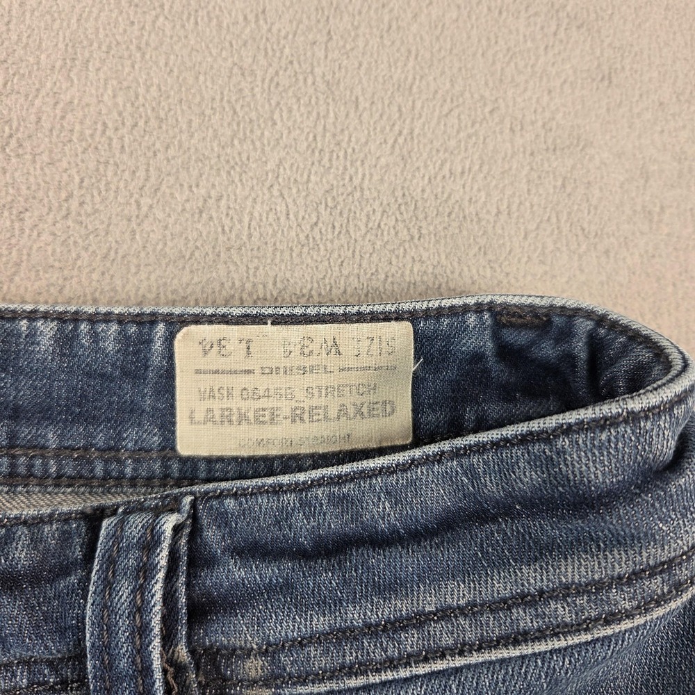 Diesel Larkee Relaxed Jeans Mens 31x34 Blue Stretch Comfort Straight Denim - Picture 6 of 11